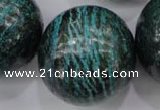 CSJ212 15.5 inches 30mm round dyed green silver line jasper beads