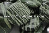 CSJ46 15.5 inches 30mm flat round green silver line jasper beads