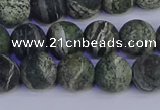 CSJ503 15.5 inches 10mm round matte green silver line jasper beads