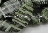 CSJ58 15.5 inches 20*40mm oval green silver line jasper beads
