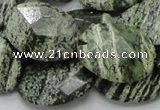 CSJ79 15.5 inches 18*25mm faceted oval green silver line jasper beads