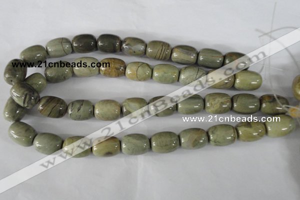 CSL107 15.5 inches 16*20mm drum silver leaf jasper beads wholesale