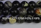 CSL212 15.5 inches 8mm round black silver leaf jasper beads