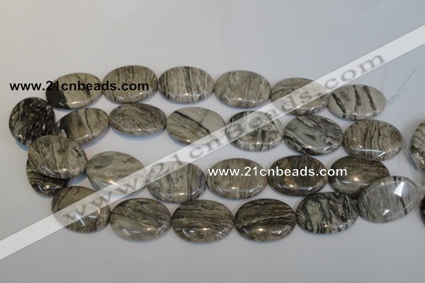 CSL46 15.5 inches 20*30mm oval silver leaf jasper beads wholesale