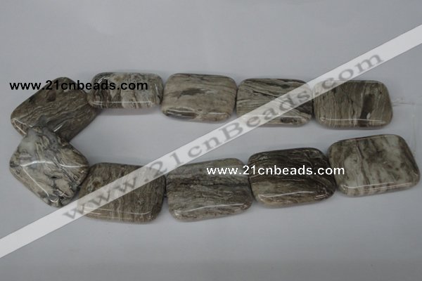 CSL72 15.5 inches 30*40mm rectangle silver leaf jasper beads wholesale