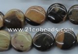 CSN22 15.5 inches 15mm flat round new snake skin jasper beads