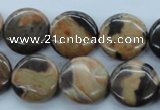 CSN23 15.5 inches 18mm flat round new snake skin jasper beads