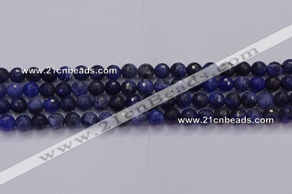 CSO602 15.5 inches 8mm faceted round sodalite gemstone beads