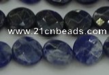 CSO706 15.5 inches 12mm faceted coin sodalite gemstone beads