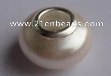CSP01 20pcs 8.5*14mm roundel silver plated core shell pearl European beads
