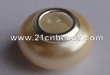 CSP02 20pcs 8.5*14mm roundel silver plated core shell pearl European beads