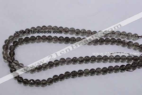 CSQ103 15.5 inches 8mm faceted round grade AA natural smoky quartz beads