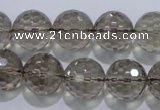CSQ106 15.5 inches 16mm faceted round grade AA natural smoky quartz beads