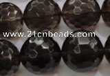 CSQ134 15.5 inches 20mm faceted round grade AA natural smoky quartz beads