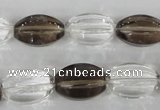 CSQ150 15.5 inches 12*18mm rice white crystal & smoky quartz beads