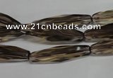 CSQ260 15.5 inches 8*28mm faceted rice natural smoky quartz beads