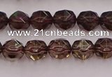 CSQ526 15.5 inches 6mm faceted nuggets smoky quartz gemstone beads
