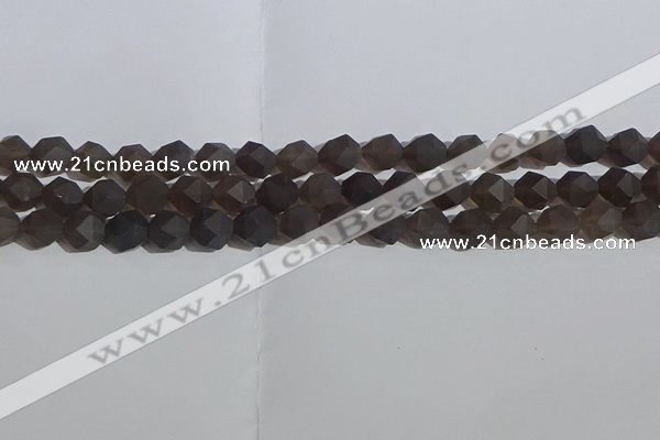 CSQ532 15.5 inches 8mm faceted nuggets matte smoky quartz beads