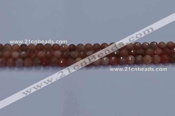CSS671 15.5 inches 6mm faceted round sunstone gemstone beads