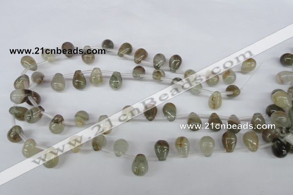 CSW120 Top-drilled 10*14mm teardrop seaweed quartz beads wholesale