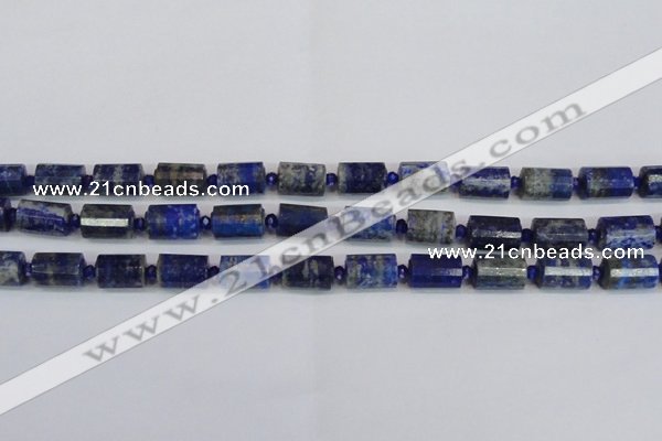 CTB201 15.5 inches 10*15mm faceted tube lapis lazuli gemstone beads