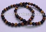 CTB35 7.5 inches 6mm round colorful tiger eye beaded bracelets