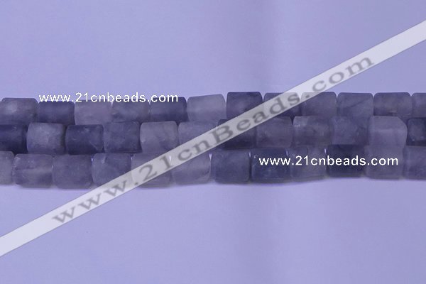 CTB565 15.5 inches 10*13mm triangle matte cloudy quartz beads