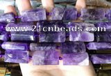 CTB671 14*27mm - 15*28mm faceted flat tube amethyst beads