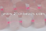 CTB751 15.5 inches 6*10mm - 8*12mm faceted tube rose quartz beads