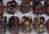 CTB761 6*10mm - 8*12mm faceted tube red snowflake obsidian beads