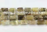 CTB871 13*25mm - 14*19mm faceted tube yellow opal beads