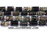 CTB954 15 inches 13*25mm - 14*19mm faceted tube snowflake obsidian beads