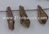 CTD1112 Top drilled 8*25mm - 10*30mm nuggets plated quartz beads