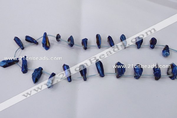 CTD1117 Top drilled 8*25mm - 10*30mm nuggets plated quartz beads