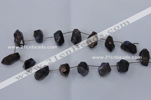 CTD1120 Top drilled 13*18mm - 18*25mm nuggets plated quartz beads