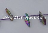 CTD1131 Top drilled 4*12mm - 6*20mm nuggets plated quartz beads