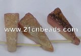 CTD1159 Top drilled 8*25mm - 10*35mm freeform plated quartz beads