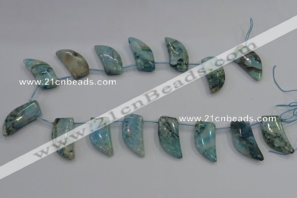 CTD1187 Top drilled 15*30mm - 16*32mm horn plated quartz beads