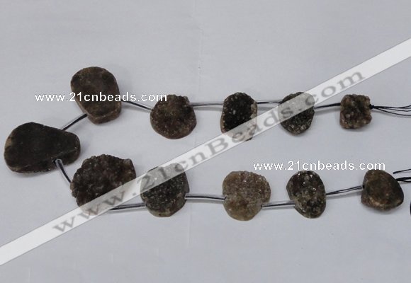 CTD1673 Top drilled 18*25mm - 25*35mm freeform druzy agate beads