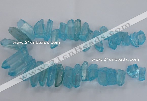 CTD1706 Top drilled 10*15mm - 15*35mm sticks dyed white crystal beads