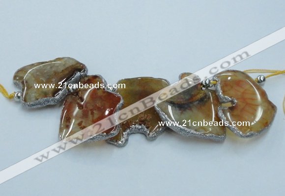 CTD1755 Top drilled 20*40mm - 35*55mm freeform agate slab beads