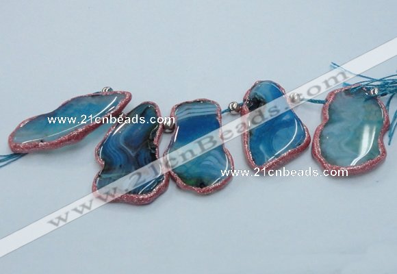 CTD1766 Top drilled 20*40mm - 35*55mm freeform agate slab beads