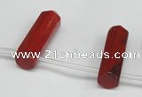 CTD1809 Top drilled 10*30mm - 10*32mm sticks red jasper beads