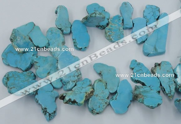 CTD2012 Top drilled 20*25mm - 30*35mm freeform turquoise beads
