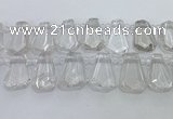 CTD2265 Top drilled 16*28mm - 20*30mm faceted freeform white crystal beads