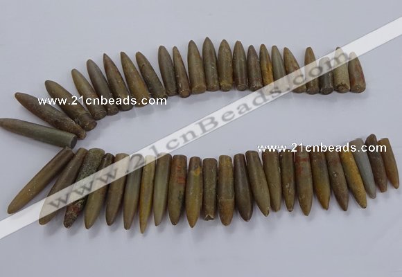 CTD2676 Top drilled 8*30mm - 12*50mm bullet agate fossil beads