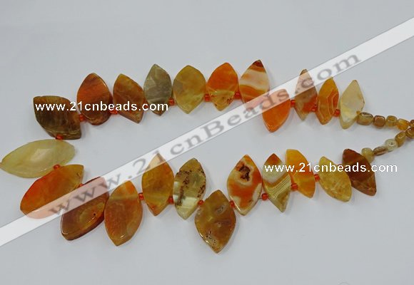 CTD2789 Top drilled 15*30mm - 25*45mm marquise agate gemstone beads