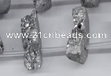 CTD2842 Top drilled 15*20mm - 18*40mm freeform plated druzy agate beads