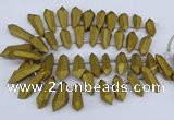 CTD2863 Top drilled 15*20mm - 22*50mm sticks plated quartz beads