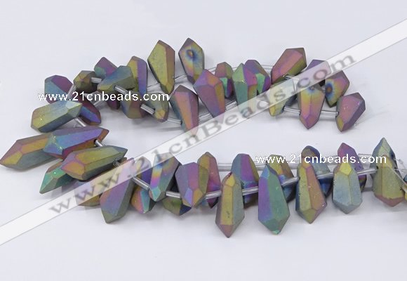 CTD2865 Top drilled 15*20mm - 22*50mm sticks plated quartz beads